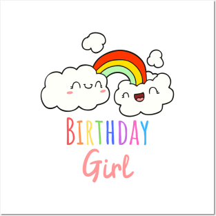 Cute Birthday Girl Rainbow Design Posters and Art